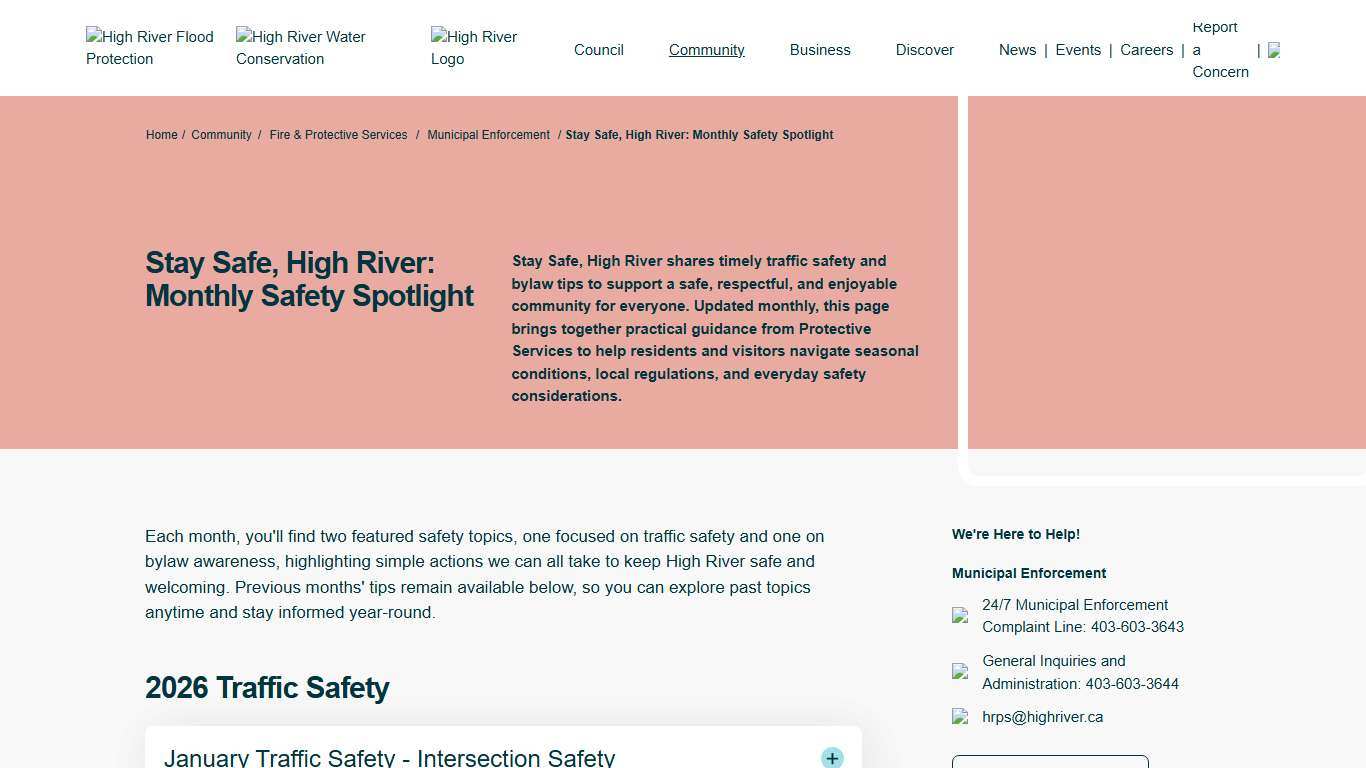 High River - Stay Safe, High River: Monthly Safety Spotlight